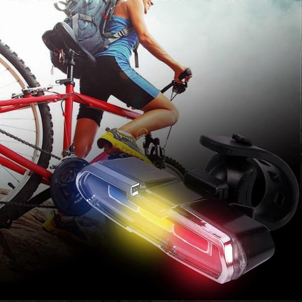 6x USB Oppladbar Front Bak Sykkellys Litiumbatteri LED Sykkel Baklys Feste Rød - Hvit -