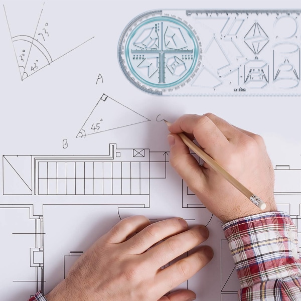 Multifunktionel tegner lineal til grundskole og gymnasium
