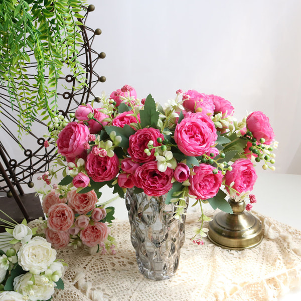 3 Buketter Konstgjorda Blommor Utomhus UV-Resistenta Falska Blommor