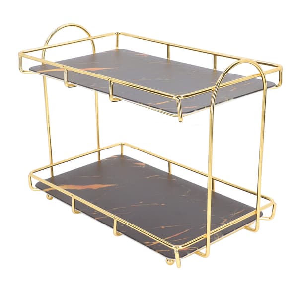 Håndlavet Multifunktionel Bakke, Guld Organizer Hylde Med Marmorprint