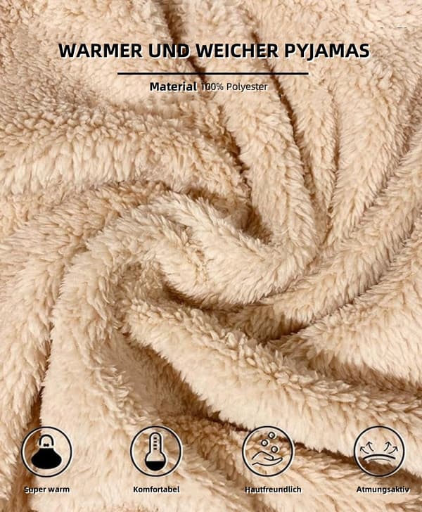 Lång pyjamas i fleece, unisex, varm fritidsdräkt