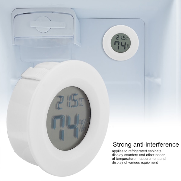 Mini Digital LCD Termometer Rund Form Temperatur for Innendørs Reptilkjæledyr (Hvit)