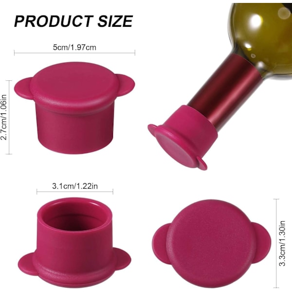 Återanvändbara Okrossbara Korkar, Miljövänliga Silikonmaterial Flaskkorkar För Att Bevara Smak Och Arom I Dina Favoritdrycker, Vinrött Set Med