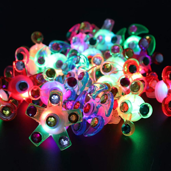 Børnefødselsdagsfavoritter, 20 LED fingerlampe lysringe, farverige lysende legetøj, blinkende fødselsdagsbørn gaver, souvenir finger ring