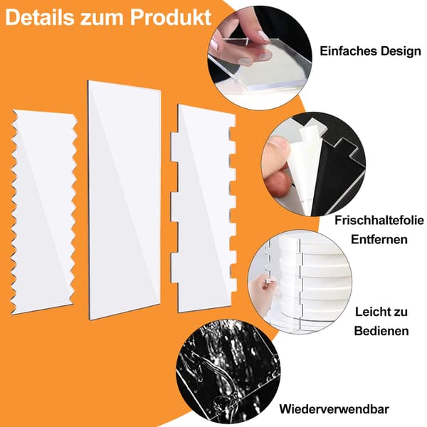 Sæt med 4 Klar Akryl Kage Skrabere