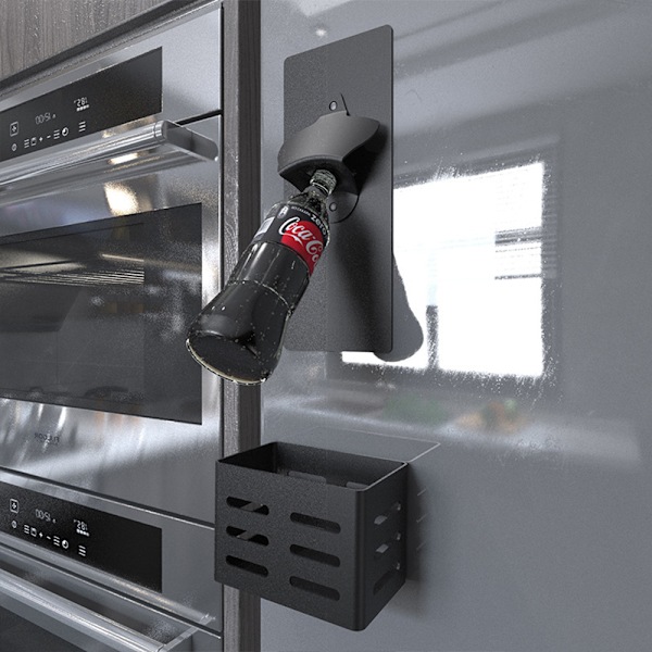 Magnetisk kapsylfångare för inom- och utomhusbruk, stark magnetisk väggmonterad ölöppnare i zinklegering med rostfri finish för restauranger, spelrum