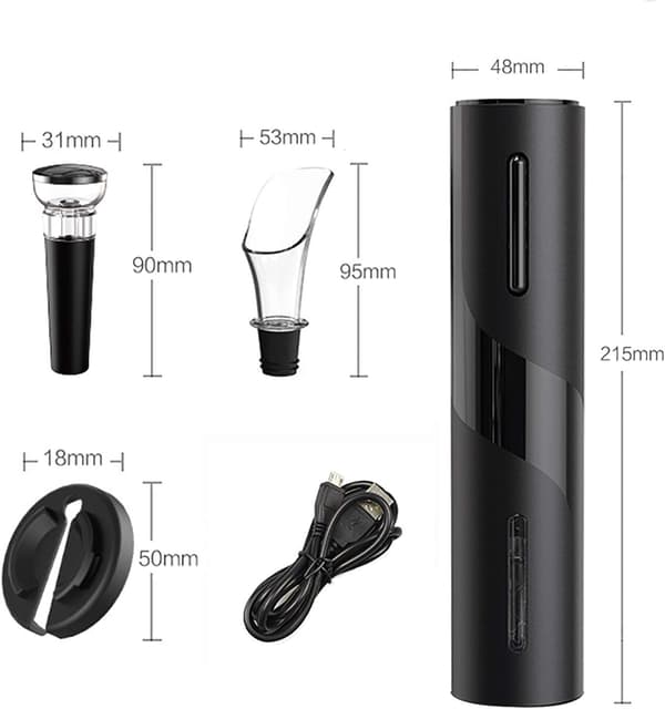 Sähköinen pullonavaaja USB-latauskaapelilla, folioleikkurilla, viinille