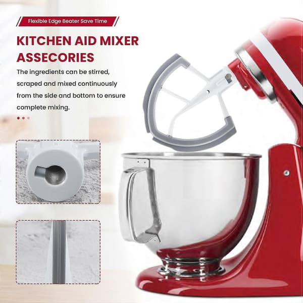 Flex Edge Visp Til Kitchen Aid Mikser Tilbehør 6 Quart Bolleløft Stativ Mikser Boller, 6 Qt Flat Ed