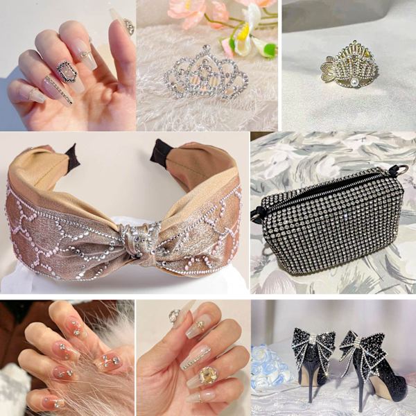 1440 st platta bakkristall strass runda ädelstenar för nagelkonst och hantverkslimfix, kristall