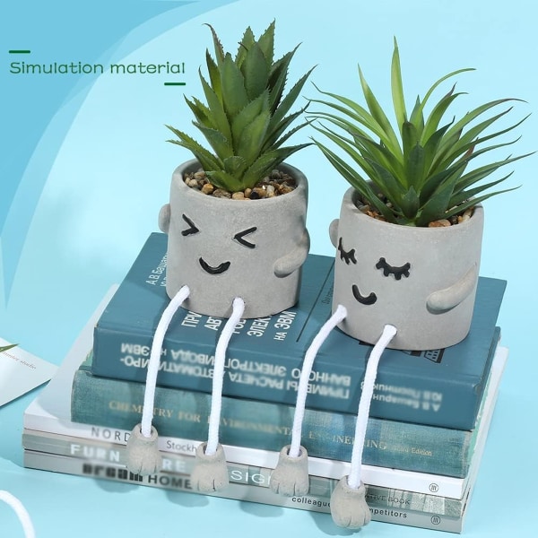 Sød udtrykssimulerende grøn plante bonsai kunstig pottet