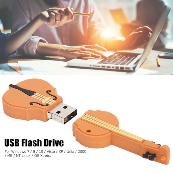 Violinformet USB-stick - Sød Hjemme- og Kontor USB Flash Drive til Musikdataopbevaring 16GB