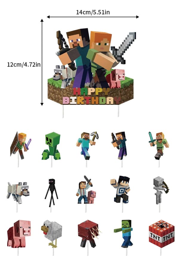 Minecraft-tema Barnkalas Dekorationsset A: Perfekt för familjesammankomster och fester