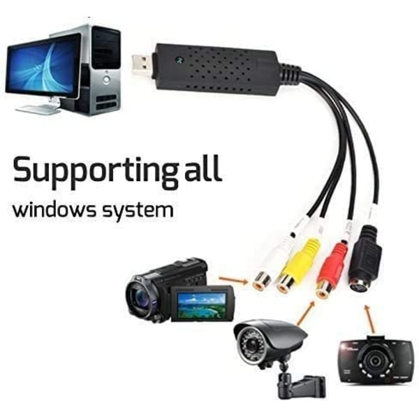 Video Capture Card Device, USB2.0 Adapter Audio Grabber VHS VCR