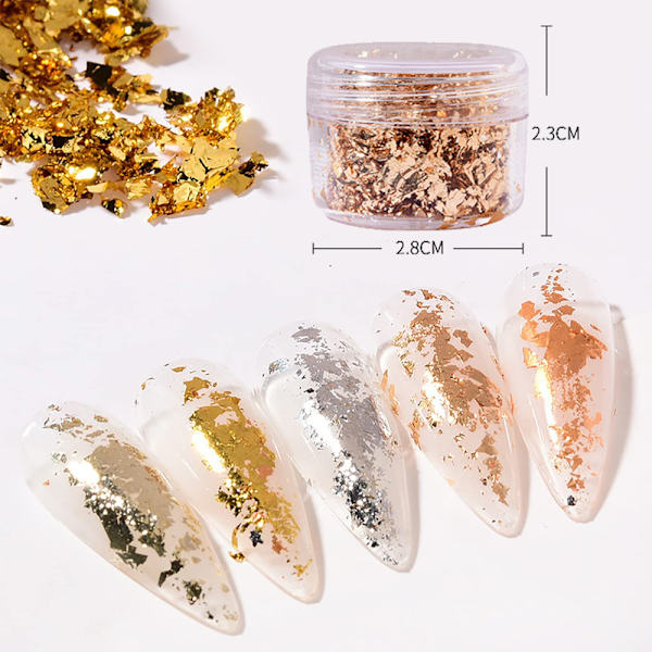 Folie Nail Art Set, 8-pack nageltillbehör för folieöverföring, nagelpailleter för dekoration, fling- och spegeleffekt