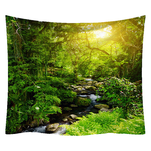 Misty Forest Tapestry Naturgrønn Trevev Tapet Landskap