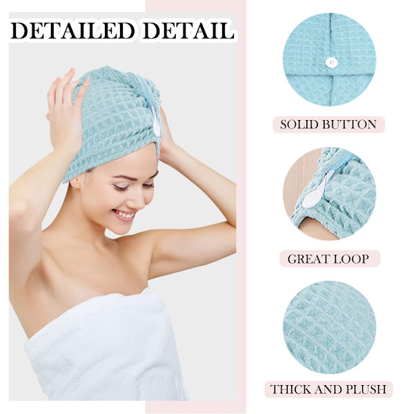 2-pack mikrofiber snabb torkande hår turban handduk wrap, absorberande