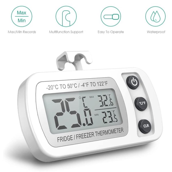 Vanntett Kjøleskaps- og Frysertermometer, Digital Romtermometer