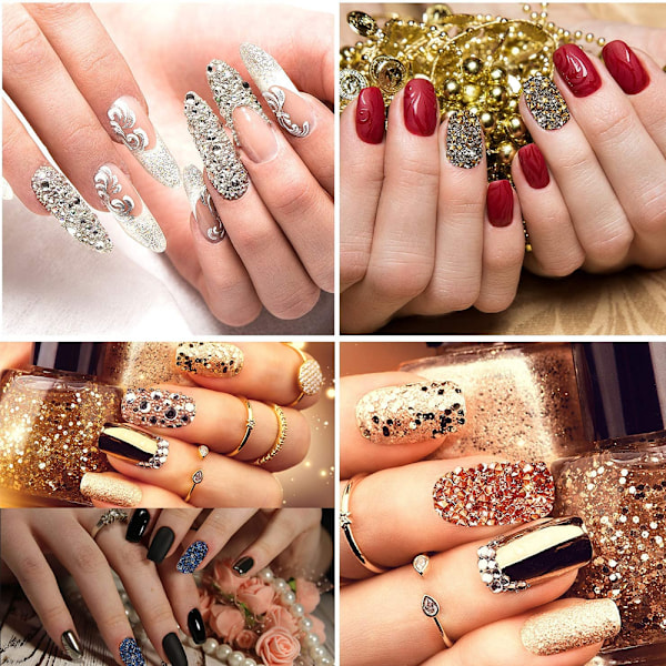 Mini Caviar Nail Krystallperler, for 3D Neglekunst Salongdekorasjoner DIY Håndverk Dekor