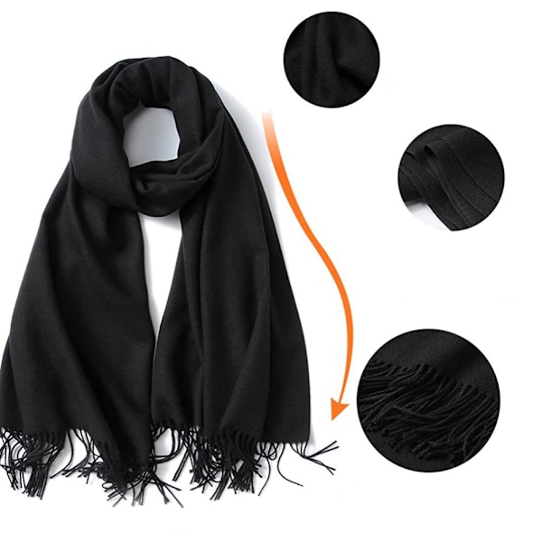 MaaMgic Dam Scarf Varm Höst Enfärgad Bomull med Tofs/Fransar, 40+ Färger Enfärgad & Rutig Pashmina XL Scarves Stole Återanvändbar