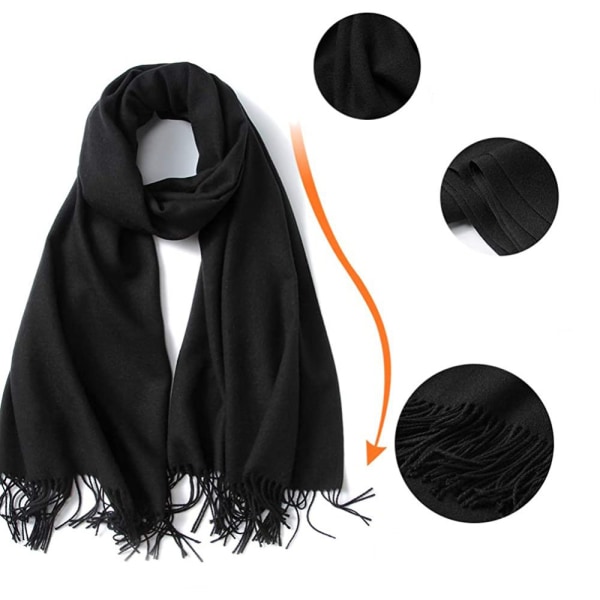 MaaMgic Dame Skjerf Varmt Høst Enkelt Bomull med Kvaster/Frynser, 40+ Farger Enkle & Rutete Pashmina XL Skjerf Stole Gjenbrukbar
