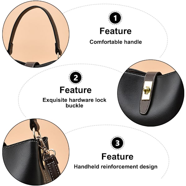 Handhållen hinkväska dam PU-läder stor kapacitet axelväska crossbody väska