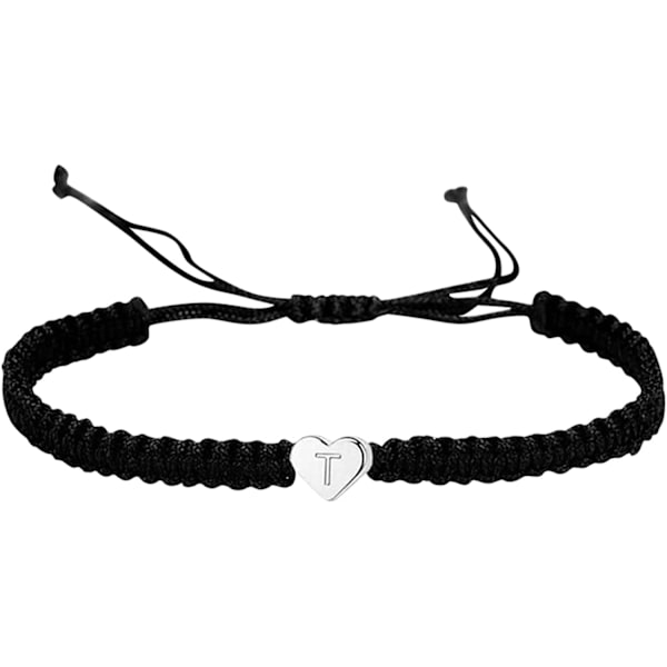 Pläterade initial hjärtsträngarmband för kvinnor män tonårsflickor pojkar handgjorda repflätade armband minimalistiska smycken matchande par armband[T,One