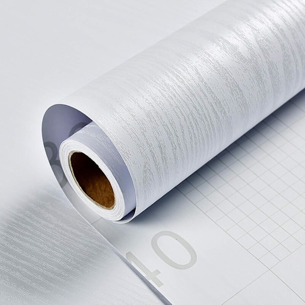 Tålig Vit Trätapet Som Inte Bleknar: Skala Och Fäst För Enkel Dekoration, Självhäftande Vinyl Med Stark Vidhäftning, Lätt Att Rengöra, 40 cm