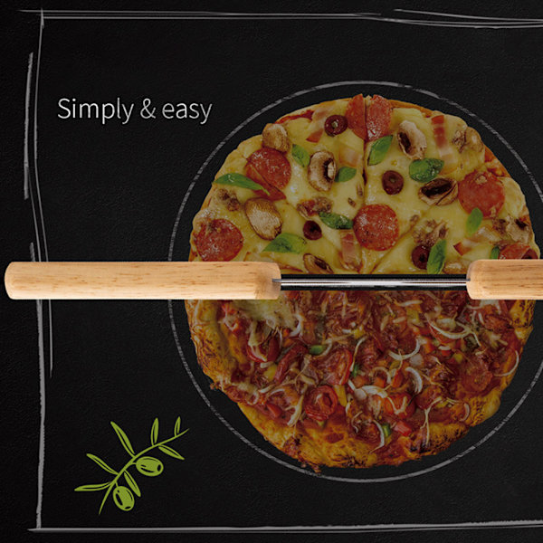 Pizza Leikkuri, Kallistuva Malli, Puinen Kahva, Pizza Viipalointityökalu, Suojapeitteellä, Keittiötyökaluille