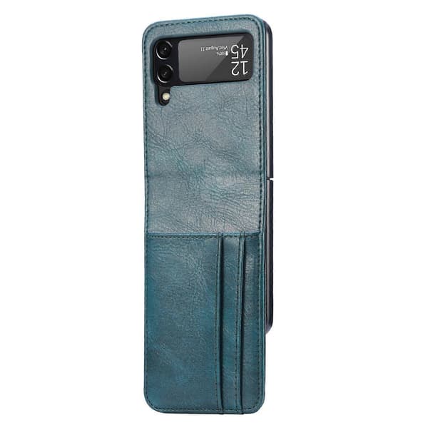 Betterlifefg-Sammenleggbart PU-skinn etui for Samsung Galaxy Z Flip 3 - Blå