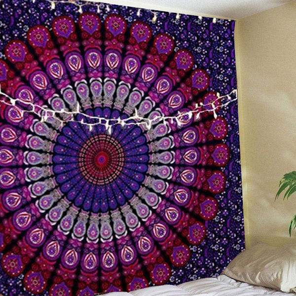 Tradisjonell mandala hippie veggteppe, blomstergull sengetøy