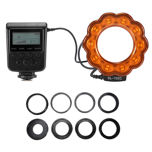 Makro LED Ring Flash Lys til DSLR Kameraer +8 stk Adapterringe