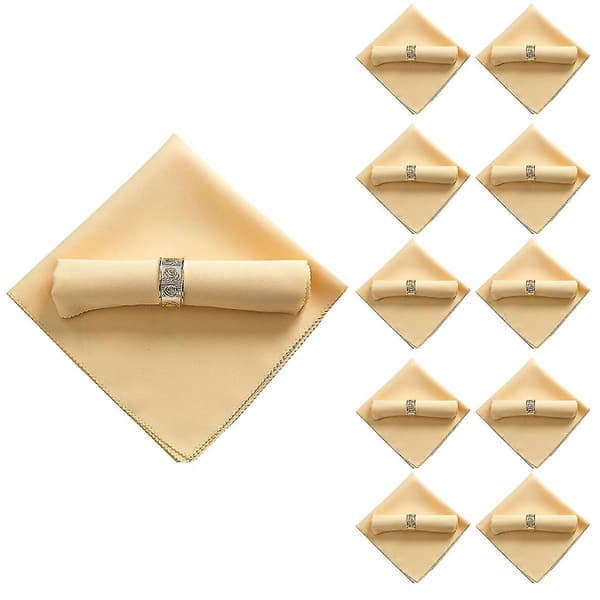 10 stk. 48x48cm Polyester Servietter Til Restaurant Bryllup Banket Middagsselskab, Lys Gul