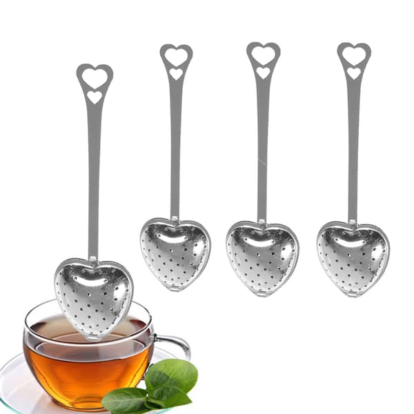 Te-infusionssæt, hjerteformede løse te-infusionsenheder i rustfrit stålnet, rustforebyggelse til te og krydderier, let at bruge, genanvendelig og
