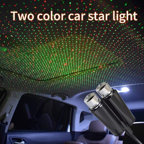 USB Nattlys Stjerneprojektor, 2 i 1 Auto Bil Tak LED Lys, A