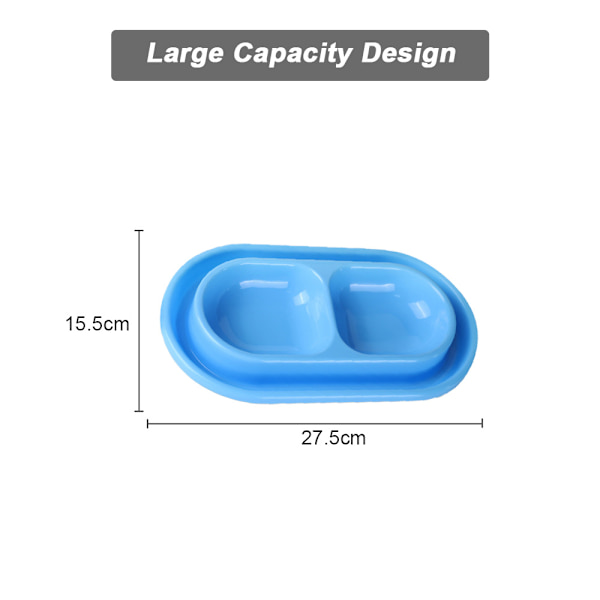 Husdjur Plast Dubbelskål-Blå-Liten 27.5*15.5*3.2cm