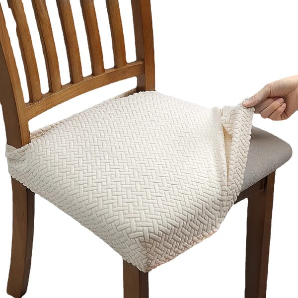 Off-white, T-formet, lang rutete jacquard stolputetrekk, sol
