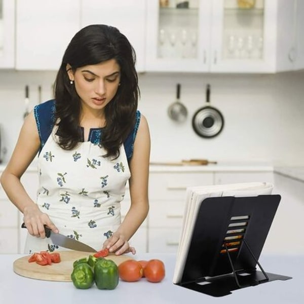 Stöd för läsning, bokställ för kokbok, hopfällbart metallbokställ för barn för recept, manual, noter, tabulatur, iPad,
