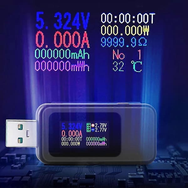 Farvedisplay USB-tester 0-6.5a Strøm 4-30v Voltmeter Overvågning Tidsvisning Mobile Powers Detec