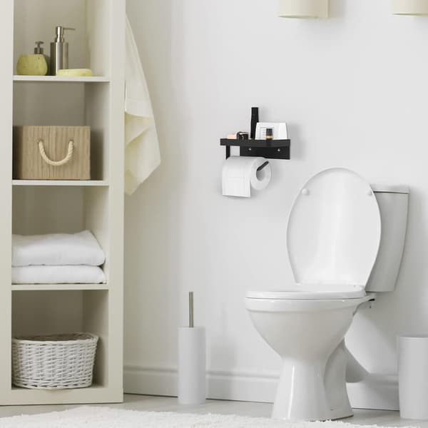 Toiletpapirholder uden boring med hylde, børstet rustfrit stål