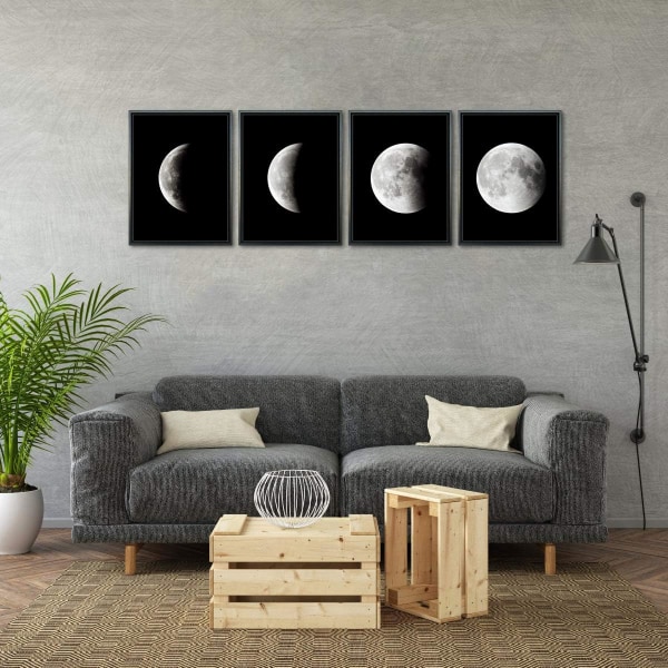 Moderni Canvas-taulut Venytetty Taideteos Abstrakti Avaruus Musta ja