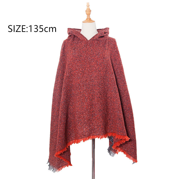 Dame Plaid Hetteskjerf Kappe Teppe Poncho Hetteskjerf