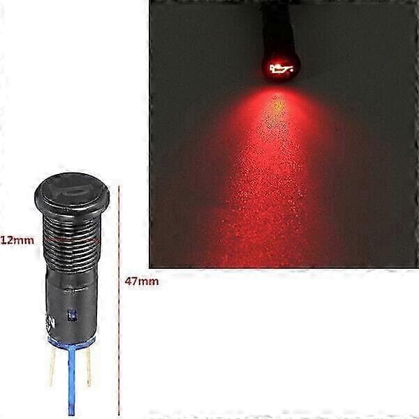 12V 12mm LED-indikatorlys for bil og båt, varsellampe for dashbord