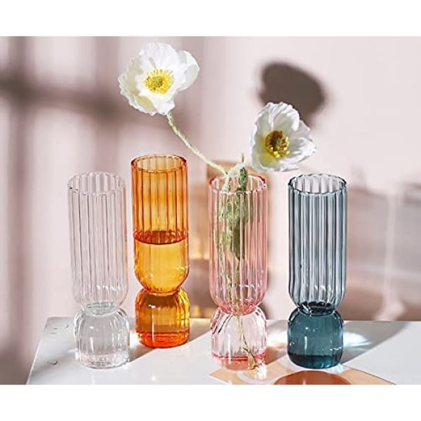 Dekorativa glasvaser i färgat randigt glas (orange)