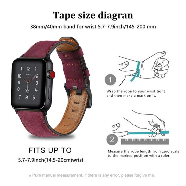 Kompatibel med Apple Watch Band 38-40mm /42-44mm, Ekte