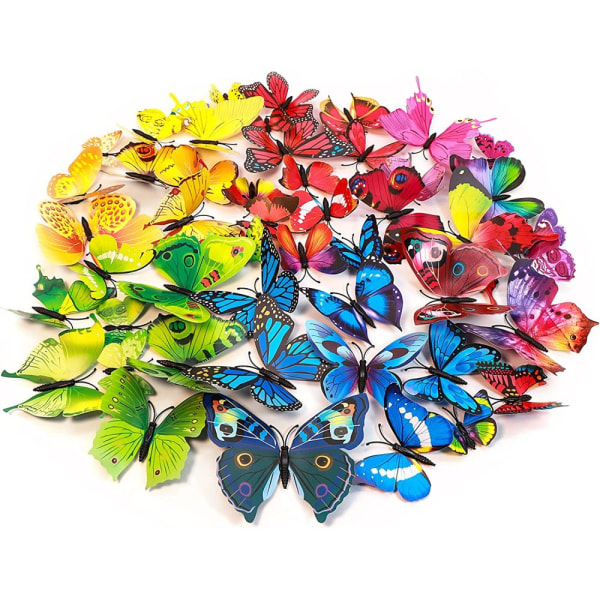 72 Pack 3D Butterfly Väggdekor, Butterfly Sticker Avtagbar