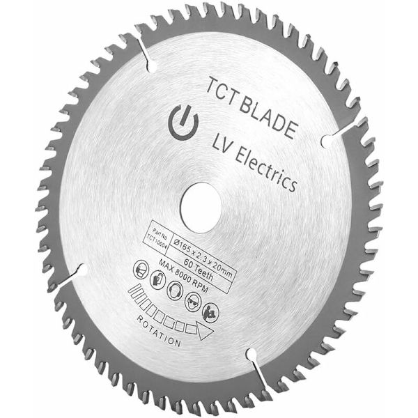 165 mm TCT cirkelsågblad - cirkelsågblad - roterande silverkapskiva för träskärning - 60 tänder