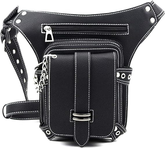 Steampunk Midjeväska Fanny Pack Mode Gotisk Läder Axel Cr