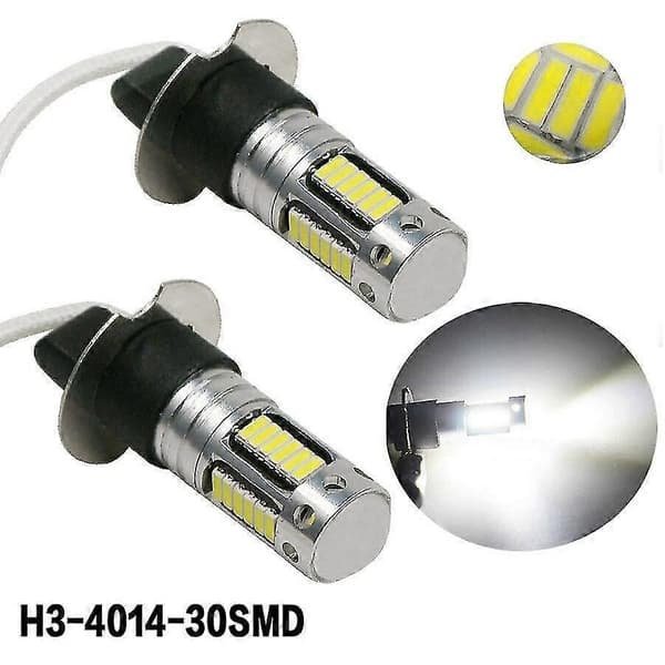 2 st H3 Super LED Dimljus DRL Glödlampor Kit 6000k Vit