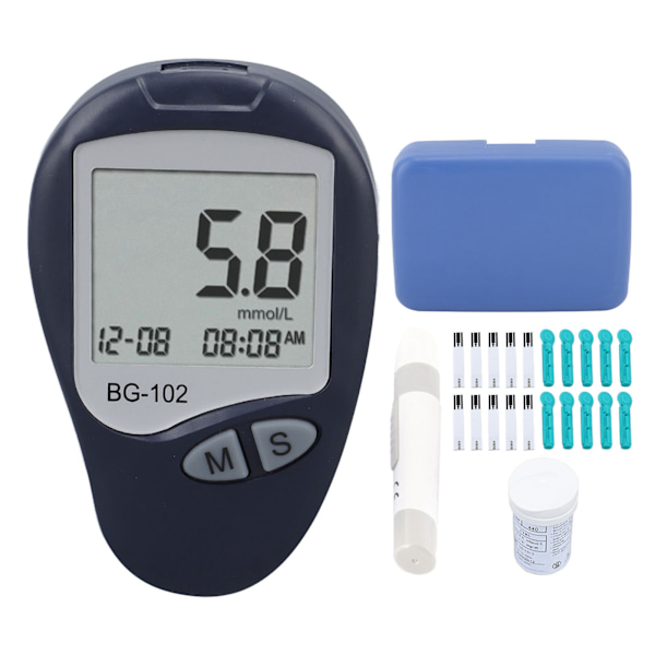 Blodsukkermåler Kit Bærbar Præcis Diabetes Test Meter med Lancet Enhed Teststrimler til Hjemmeselv Blodsukkerovervågning