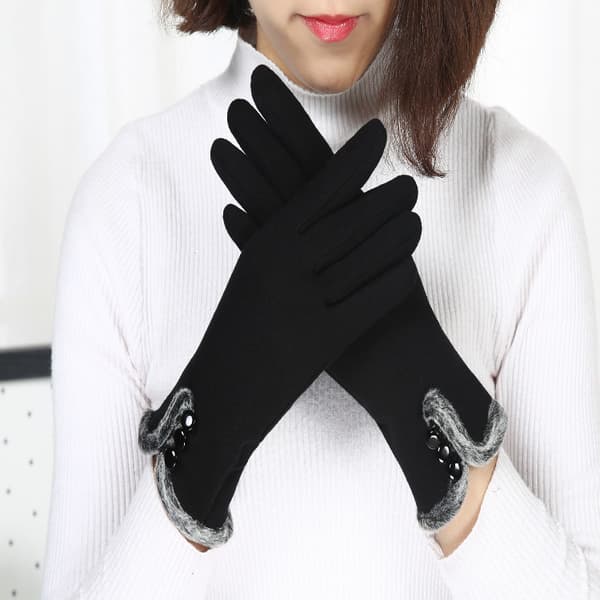 Sorte leopard dame vinter varme handsker, med sensitivt touch sc